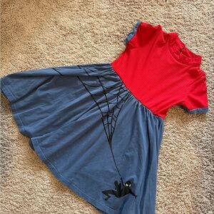 Kids Red and Blue Spider Web Dress